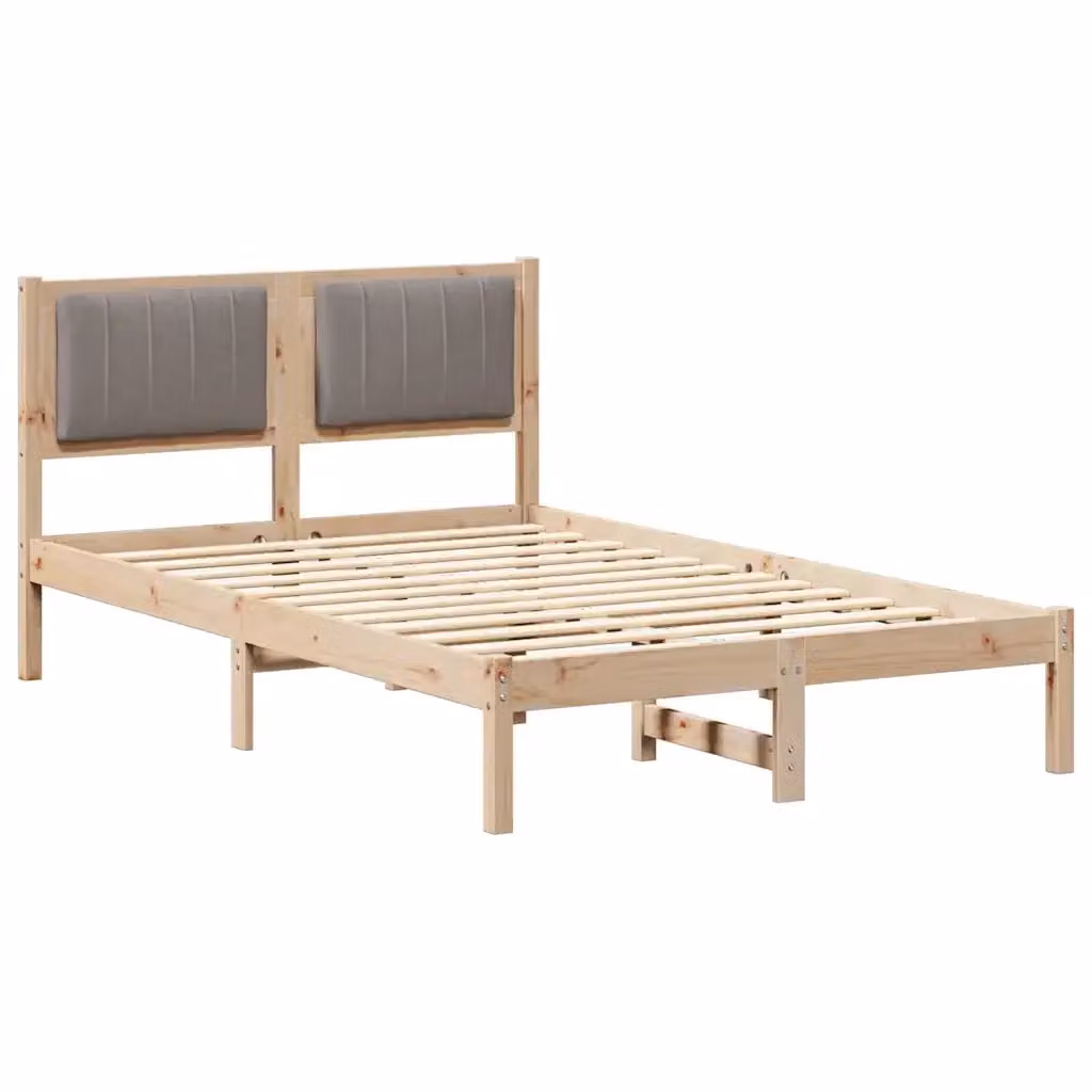 Letto con testiera rivestita beige in pino massello vidaXL L/P: 120 x 200 cm – 2