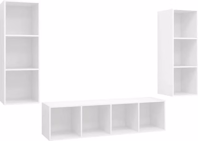 Set Mobile TV 3 pz | Armadietto TV | Mobile Porta TV Bianco in Truciolato