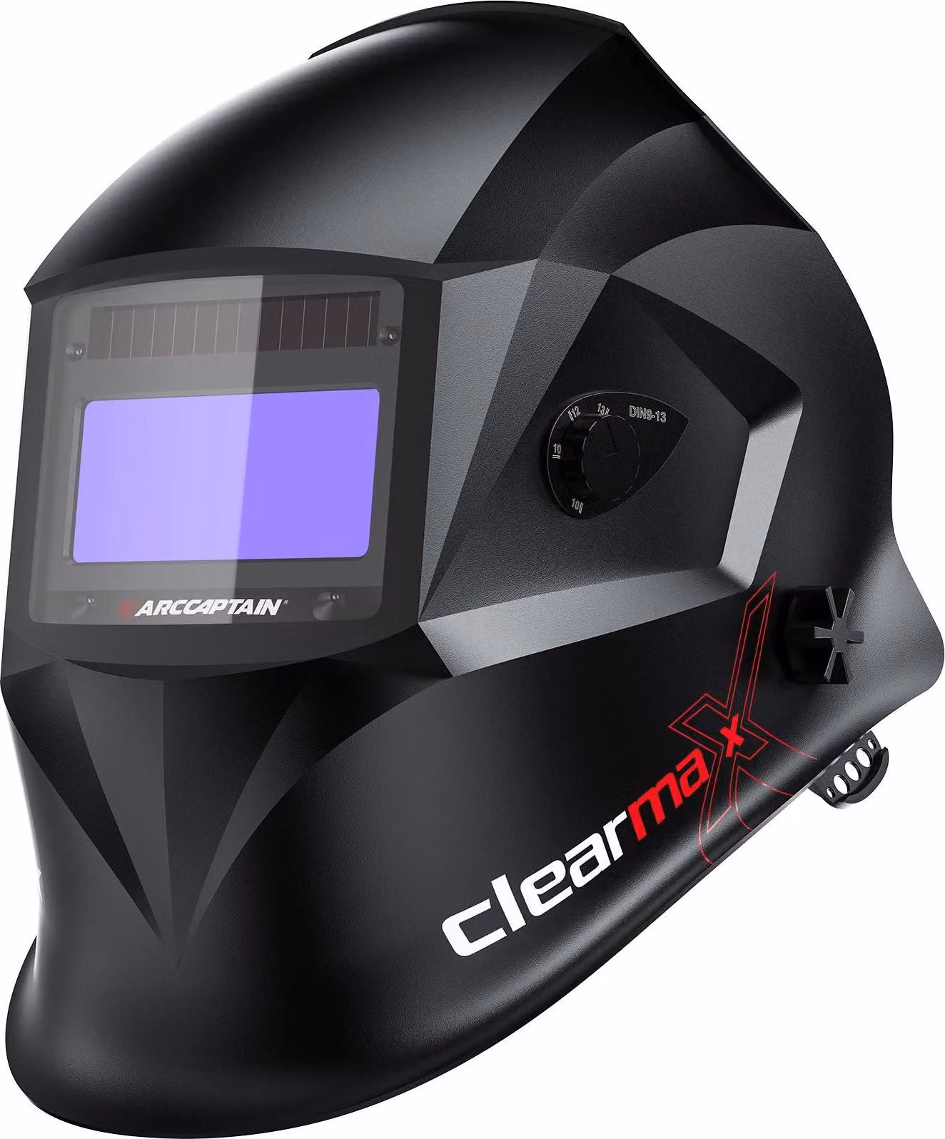 Casco da saldatura automatico - Modello AR-HM-001 - Ampio campo visivo a colori: 9,8 x 4,3 cm - Cella solare + batteria al litio - Oscuramento automatico - Materiale: nylon