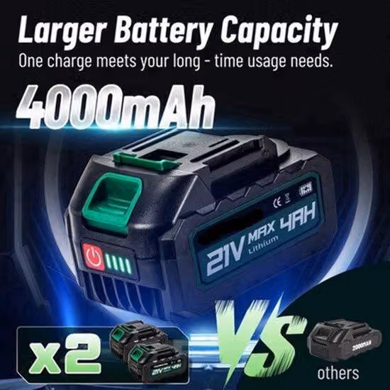 Martello elettrico - Trapano a batteria - Martello senza fili - 4 modalità di lavoro - Batteria da 4000 mAh