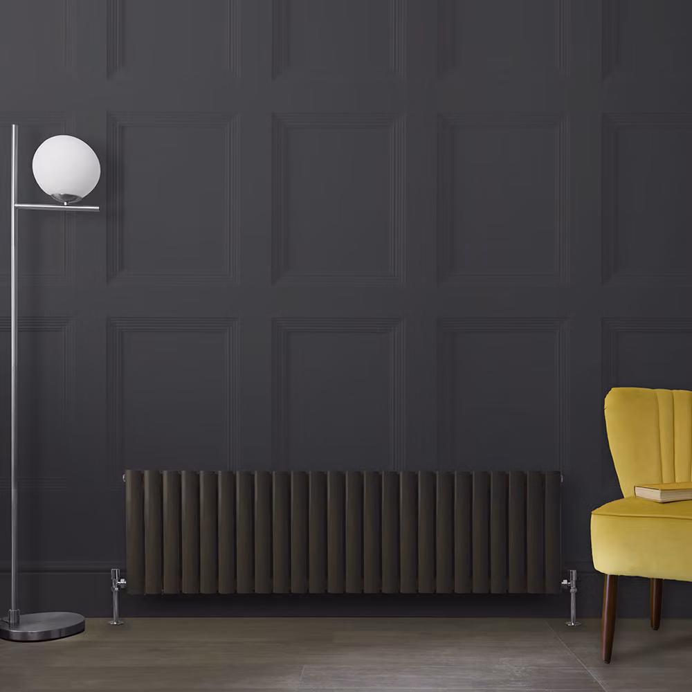 Radiatore di Design Orizzontale Grigio (Carbon Grigio) - 400mm x 1416mm - Pannello Doppio  - Revive