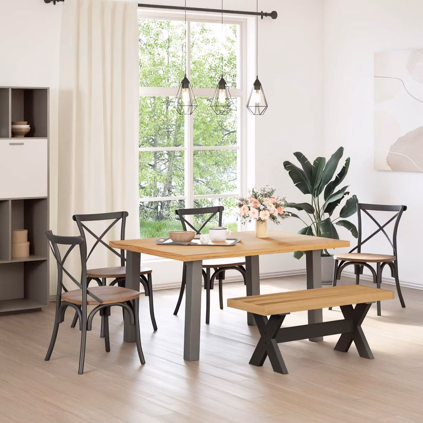 Panchina da pranzo NOAIN vidaXL in legno di pino marrone rustico L 120 x P 41 x H 45 cm