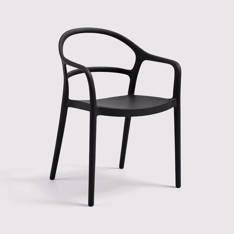 Baloot - Sedia impilabile nera per casa moderna o giardino