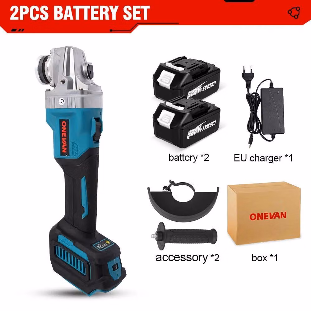 Smerigliatrici angolari e lucidatrici - A batteria 125 mm - Motore brushless - 18 V - Velocità regolabile 3000–20000 giri/min - 2 batterie - Spina UE - Oro