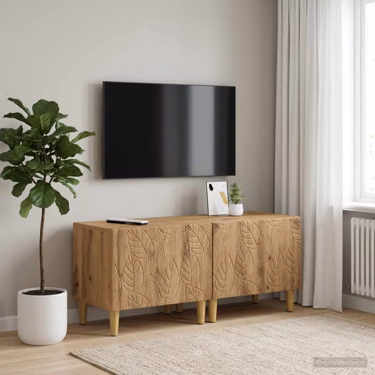 Mobile TV stand vidaXL in legno ingegnerizzato rovere, design moderno marrone con scomparti multimediali, L: 120 cm, P: 40 cm, H: 49 cm