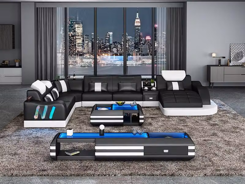Design Wohnlandschaft Led Beleuchtete Ecksofa Couch Sofa Eckgarnitur Ledersofa