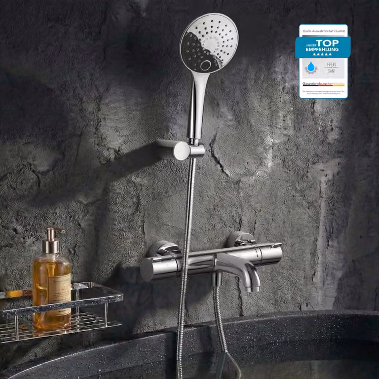 Miscelatore per vasca HANSGROHE Ecostat 1001 CL con doccetta BELVIT o doccia a pioggia, blocco di sicurezza 40°, termostato per vasca con funzione Eco in cromo