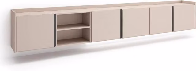 Mobile TV Soggiorno, 309x50x35 cm, Per TV fino a 80", Sospeso, da appendere, LED, Beige