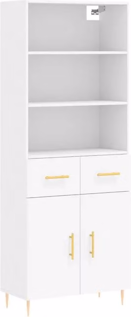 Credenza moderna DESIGN IN bianca in legno multistrato con ante a battente, L: 69,5 cm, P: 34 cm, H: 180 cm