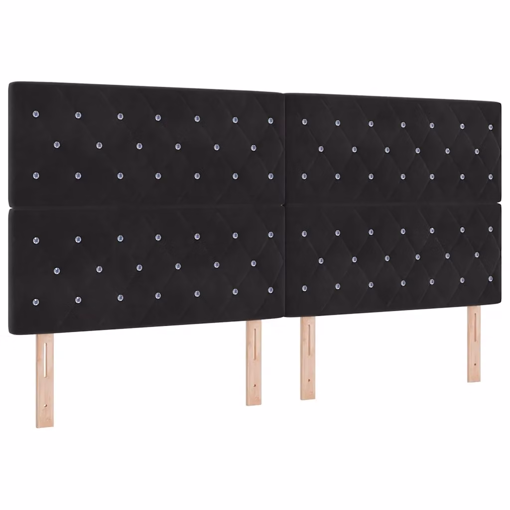 Testiera per letto con illuminazione LED vidaXL in velluto nero, L: 200 cm – 2