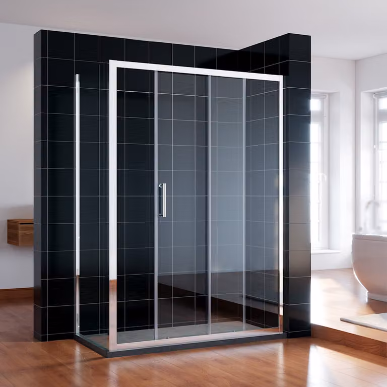 SONNI 160x185cm porta scorrevole doccia in vetro trasparente con pannello laterale da 80cm