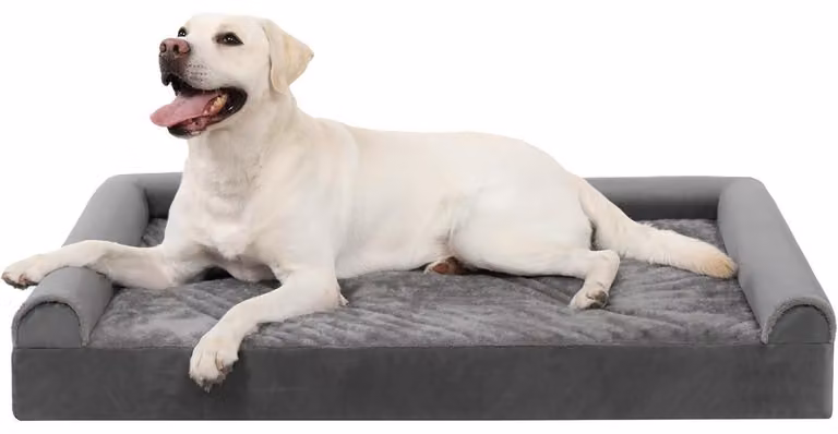 Cuccia ortopedica per cani, taglia XL, 105x70x18 cm, grigia, con bordi rialzati, sfoderabile e lavabile, antiscivolo