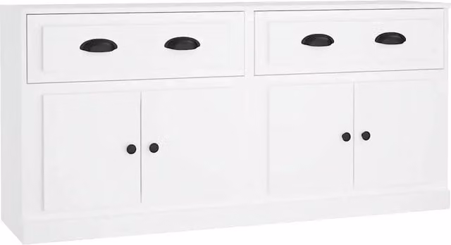 Credenze 2 pz | Madia | Buffet da pranzo | Armadio da pranzo Bianche in Legno Multistrato