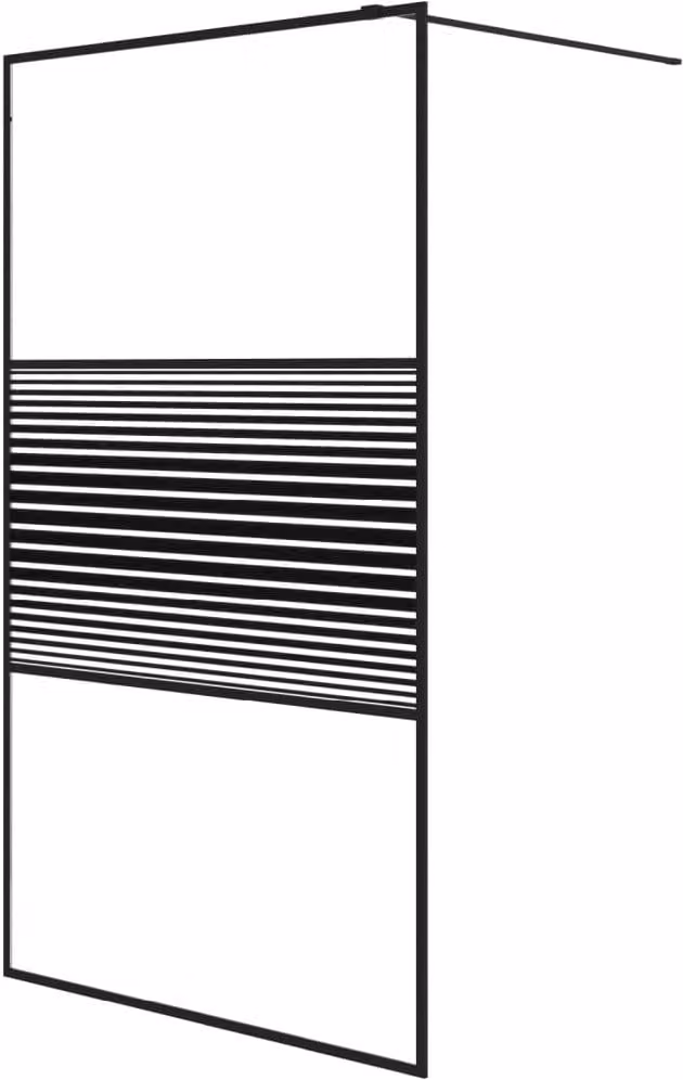Parete Doccia Walk in Nero 115x195 cm Vetro Trasparente ESG