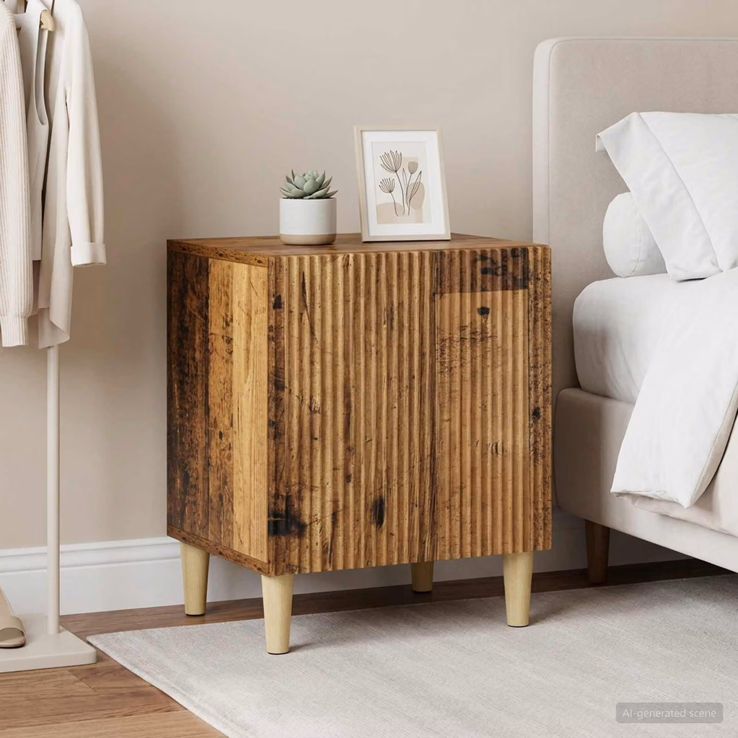Set di 2 Armadi da Notte vidaXL in Legno Antico Marrone L: 43 cm, P: 34,5 cm, H: 50 cm