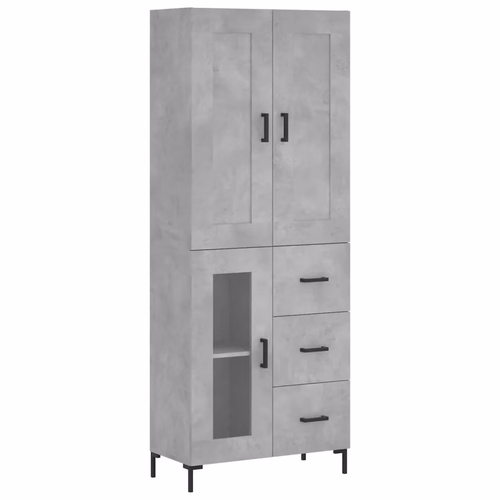Credenza moderna vidaXL in legno e metallo grigio, sospesa a parete, L: 69,5 cm, P: 34 cm, H: 180 cm – 2
