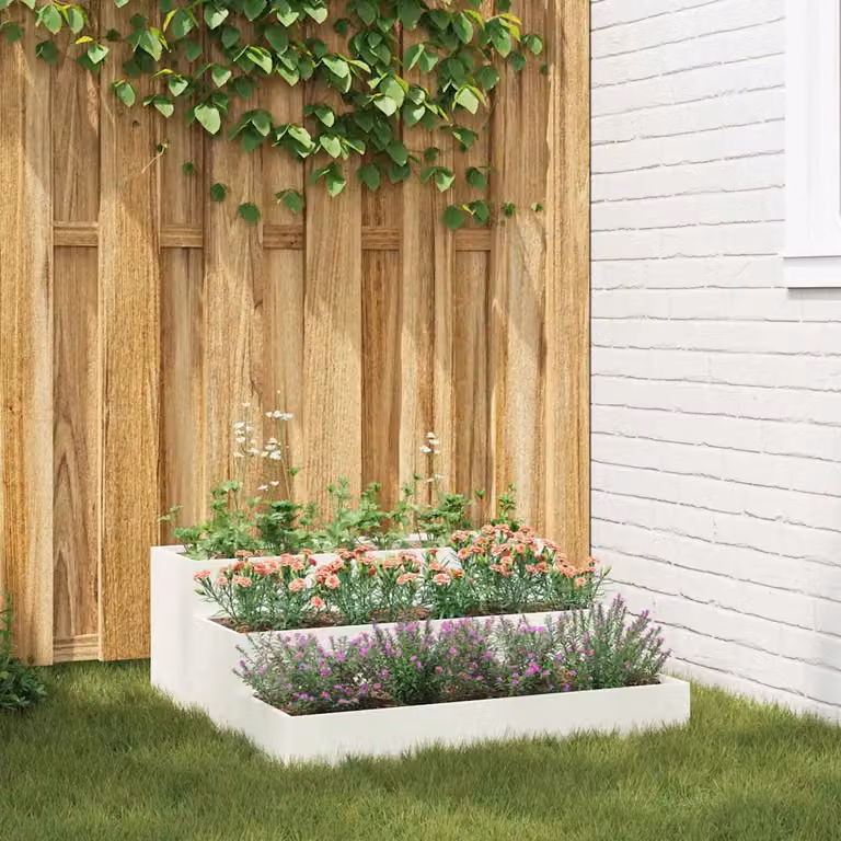 vidaXL Vaso da giardino in acciaio Bianco L 90 cm x P 90 cm x H 35 cm