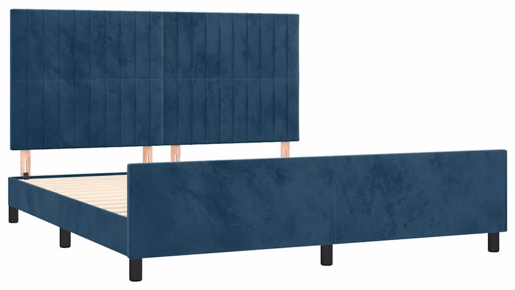 Struttura letto senza materasso blu scuro 160x200 cm in velluto