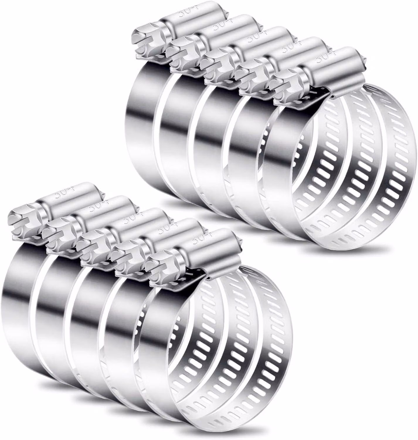 10 fascette per tubi in acciaio inossidabile, regolabili, da 21 a 44 mm