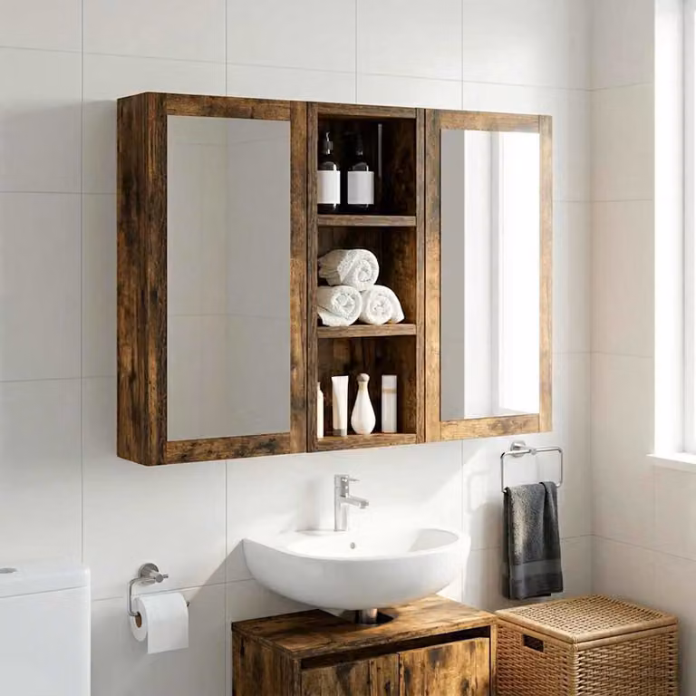 Armadio da bagno a muro moderno vidaXL in legno color quercia affumicata L/P/H: 20 x 10 x 50 cm