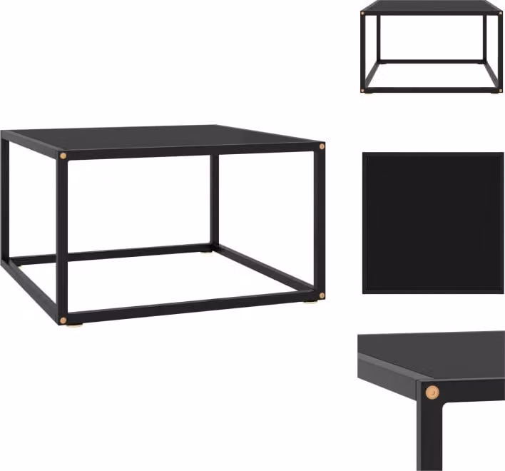 vidaXL Tavolino nero con vetro nero 60x60x35 cm - Tavolini da caffè