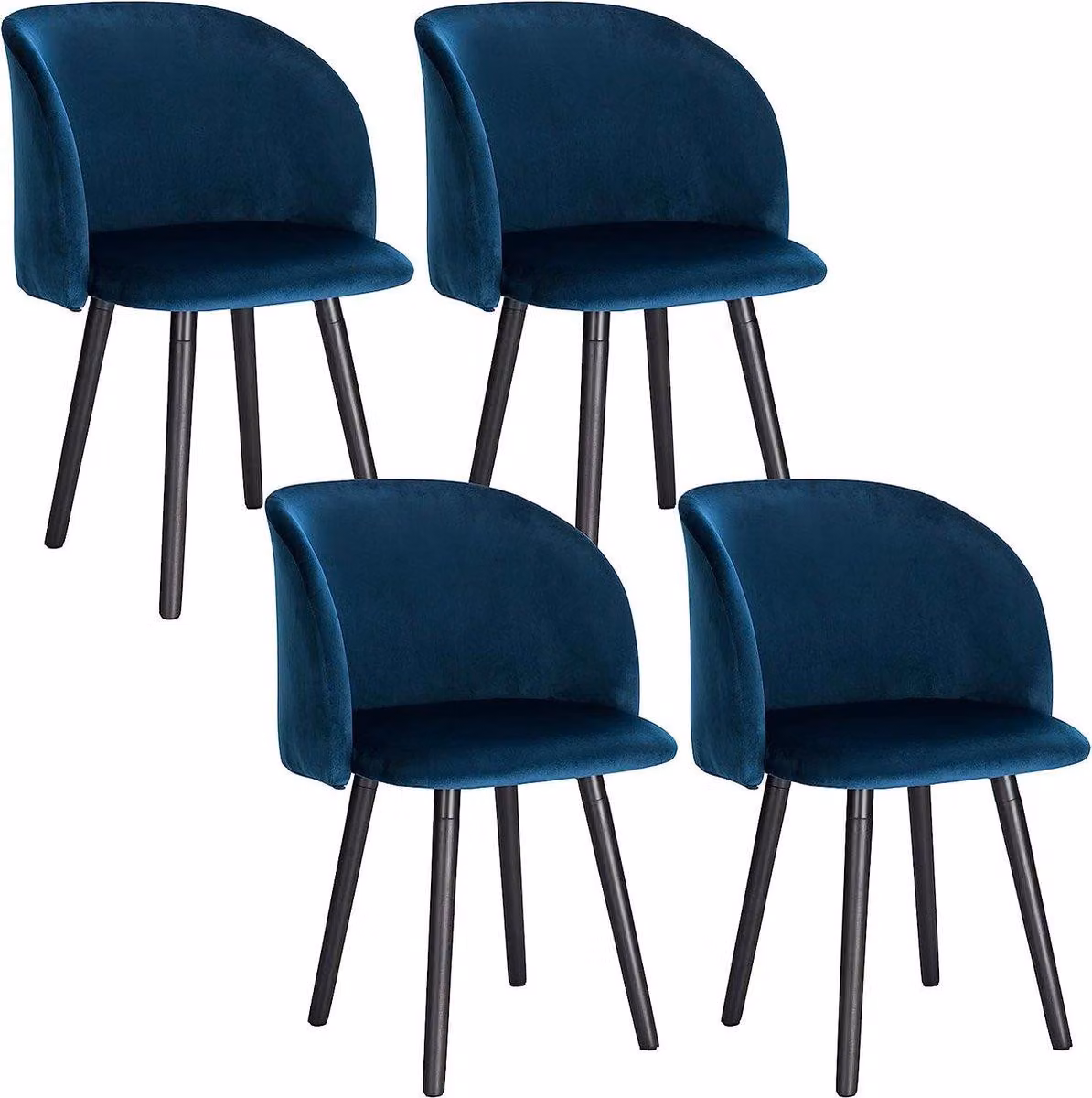 Set di 4 sedie da pranzo Happyment - Velluto blu - Con braccioli - Sedia da conferenza - Altezza seduta 47cm