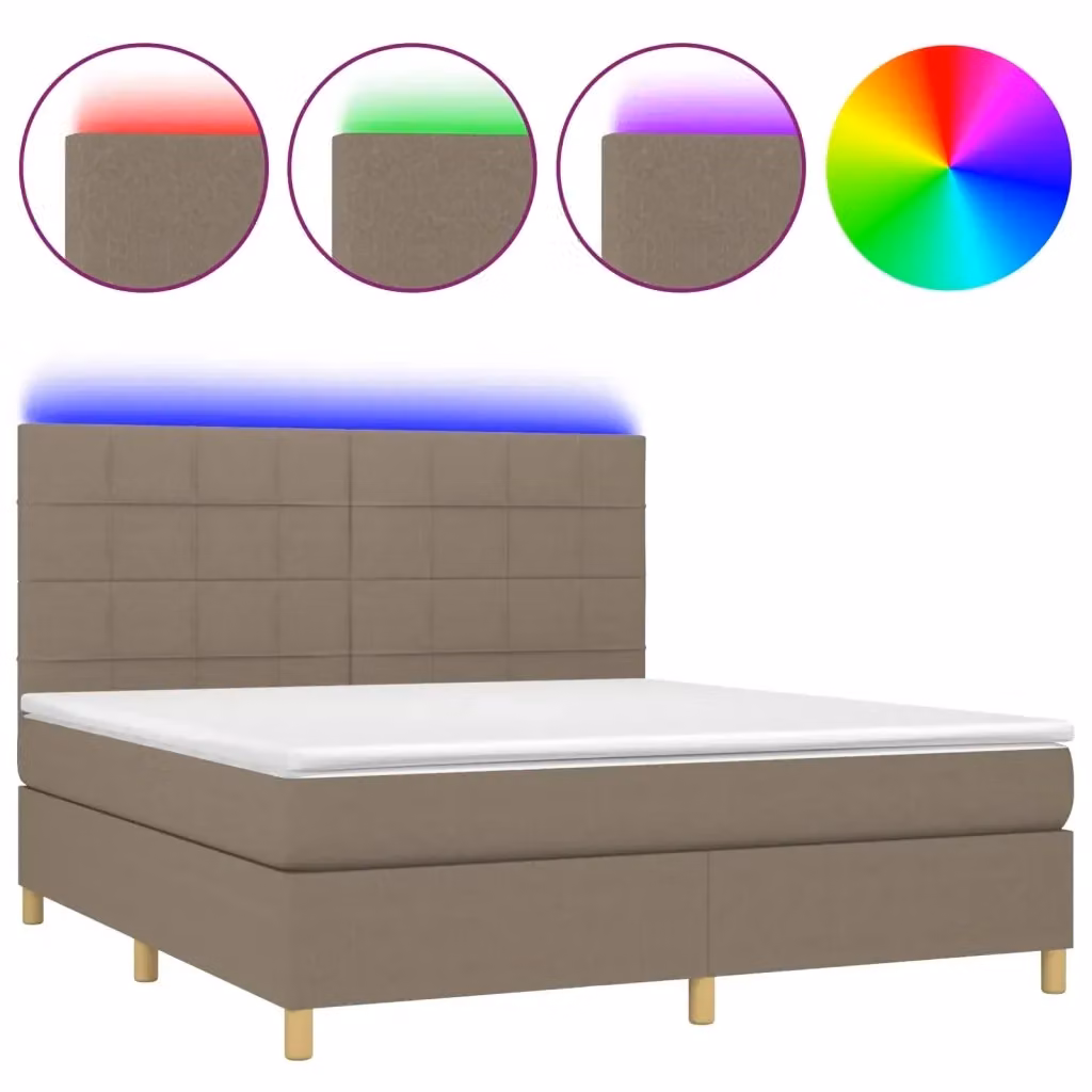 Letto Ibrido con Materasso e Illuminazione LED vidaXL in Tessuto Beige e Bianco L/P: 180 x 200 cm – 2