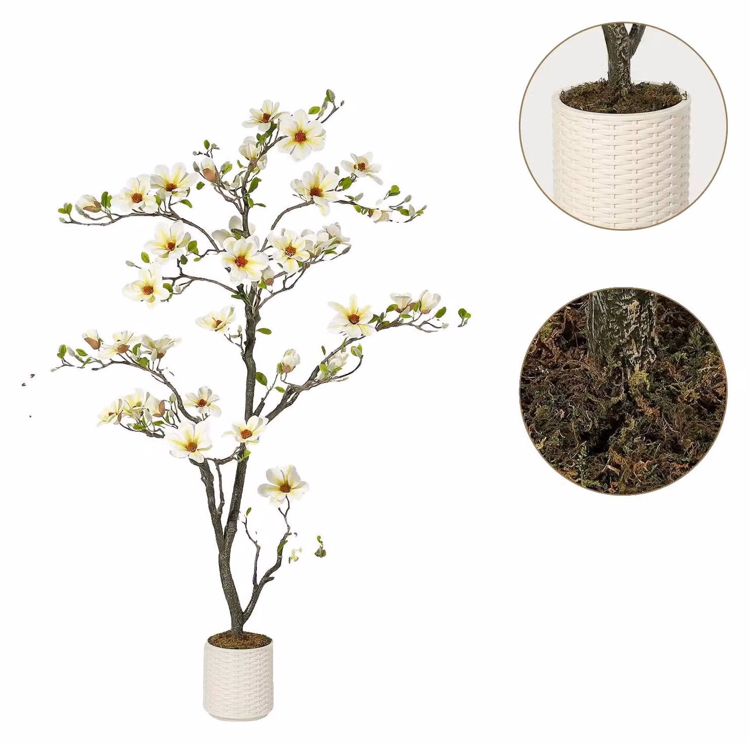 Albero di magnolia artificiale, design realistico, rami regolabili, altezza 1,8 metri