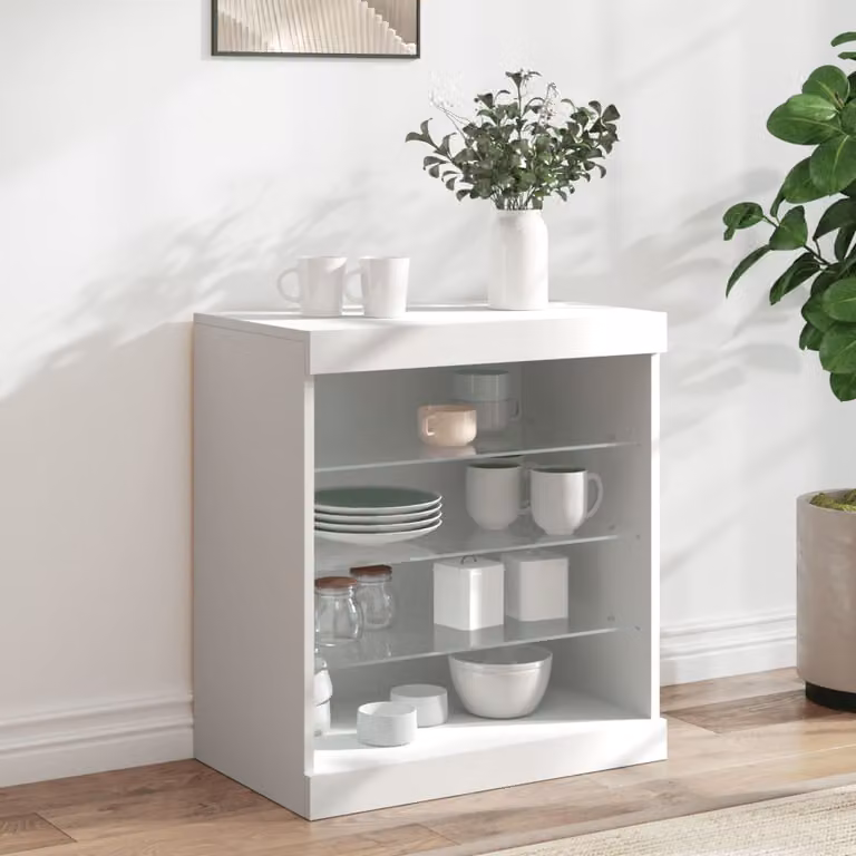 Credenza moderna vidaXL con luci LED bianca L: 60,5 cm, P: 37 cm, H: 67 cm