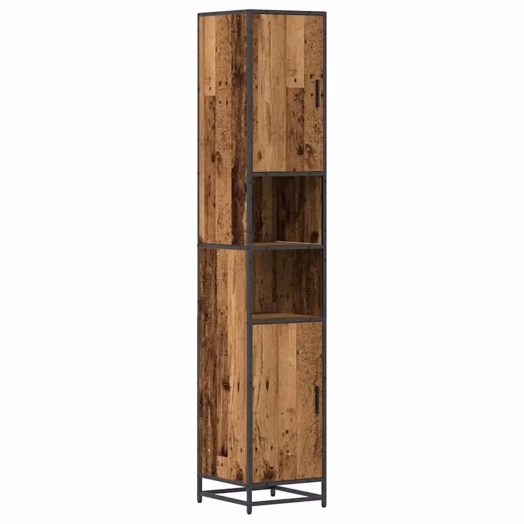 Set di mobili per il bagno moderno vidaXL in legno e metallo color marrone L/P/H: 35 x 37,5 x 188,5 cm – 2