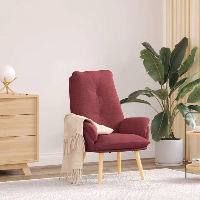 Poltrona moderna vidaXL in tessuto rosso con braccioli, L: 69 cm, P: 74 cm, H: 93 cm