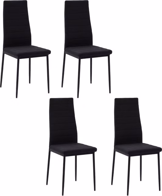 Set di 4 sedie da pranzo Zephmum in tessuto nero con gambe in metallo, L: 41 cm, P: 50 cm, H: 97 cm