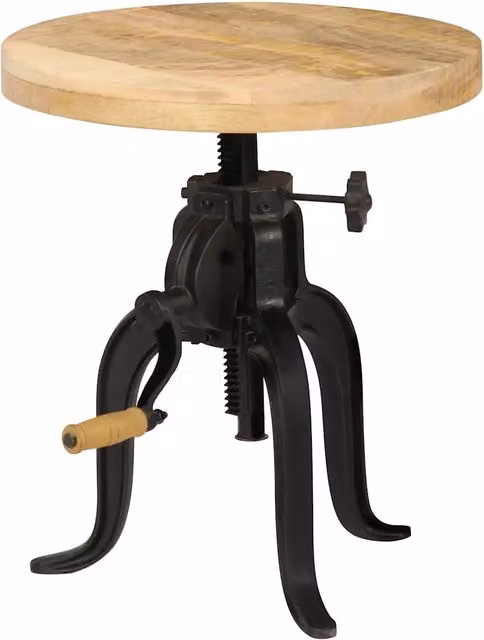 Tavolino 45x(45-62) cm in Legno Massello di Mango e Ghisa 247587