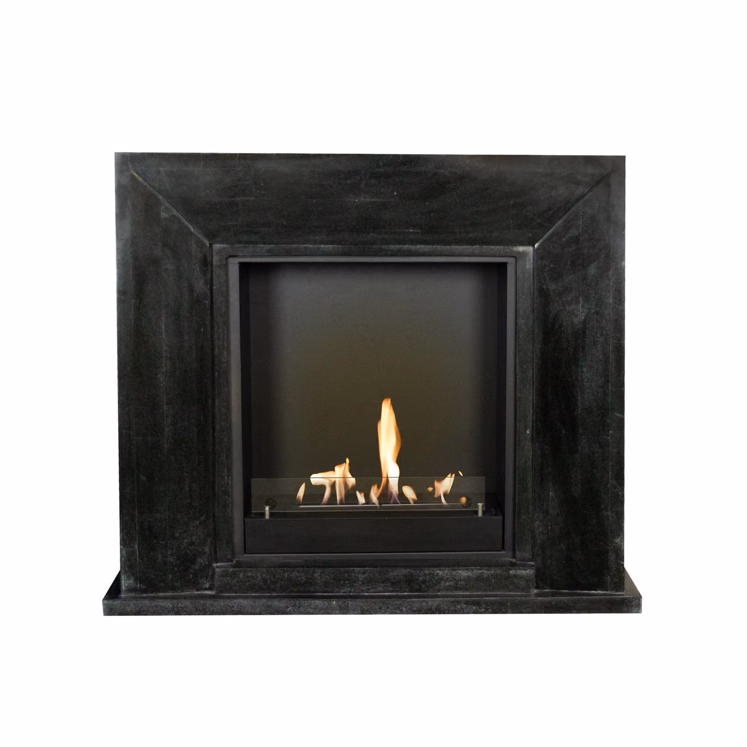 Caminetto a etanolo Xaralyn - Nero BIU-SBP - pietra naturale nera levigata - riscaldamento a 3 kW - caminetto da incasso incluso - caminetto decorativo