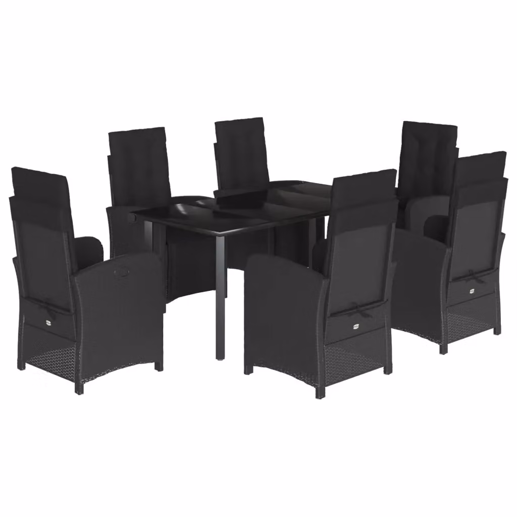 Set da pranzo da giardino vidaXL in polyrattan nero con 7 pezzi e cuscini – 2