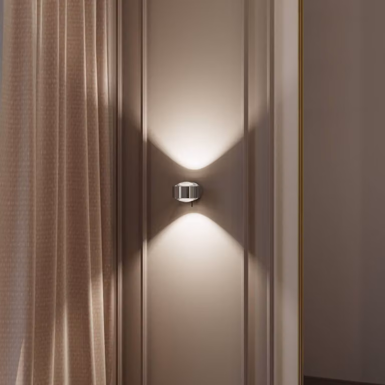 Top Light Puk! 120 Wall spot LED lenti trasparenti cromo Wall, dimmerabile, Cromo / Argento, Soggiorno / Sala da pranzo, Alluminio, Moderno