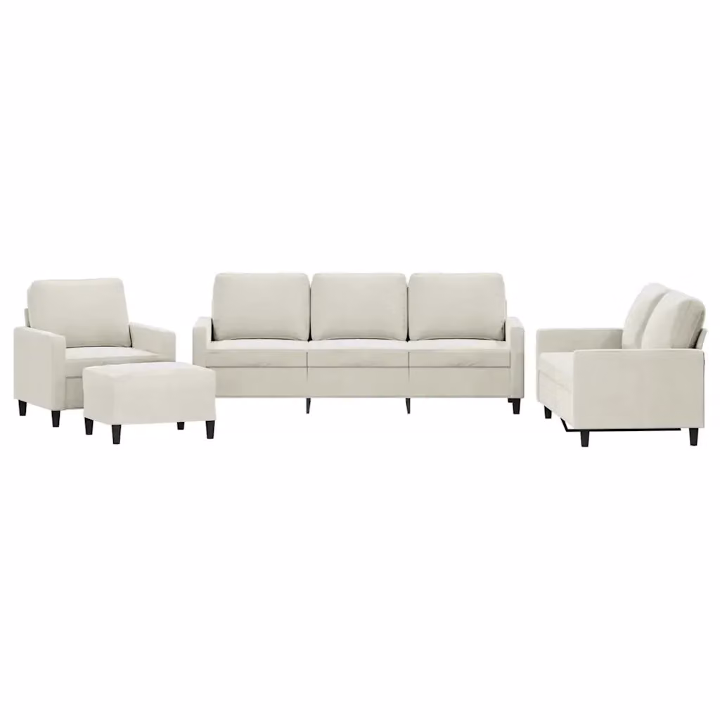 Set di divani moderno vidaXL in velluto beige composto da divano a 3 posti, divano a 2 posti, pouf e cuscini per il tuo soggiorno – 2