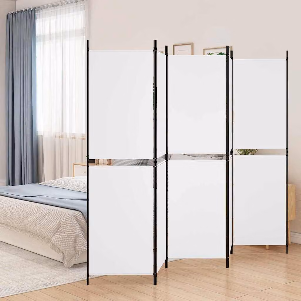 Divisorio a 5 pannelli vidaXL bianco in tessuto, L 250 cm x H 180 cm