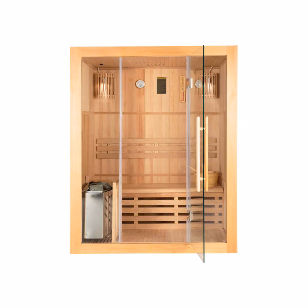 Home Deluxe - Sauna tradizionale - Skyline L - 120 x 150 x 190 cm - per 2-3 persone, hemlock, incl. riscaldatore sauna, accessori sauna I Sauna a vapore Sauna a infusione Sauna finlandesesauna