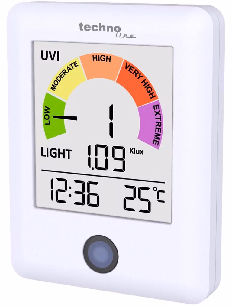 Misuratore UV digitale - Monitor indice UV - Misuratore di luce fino a 300 klux - Modello da tavolo o da parete