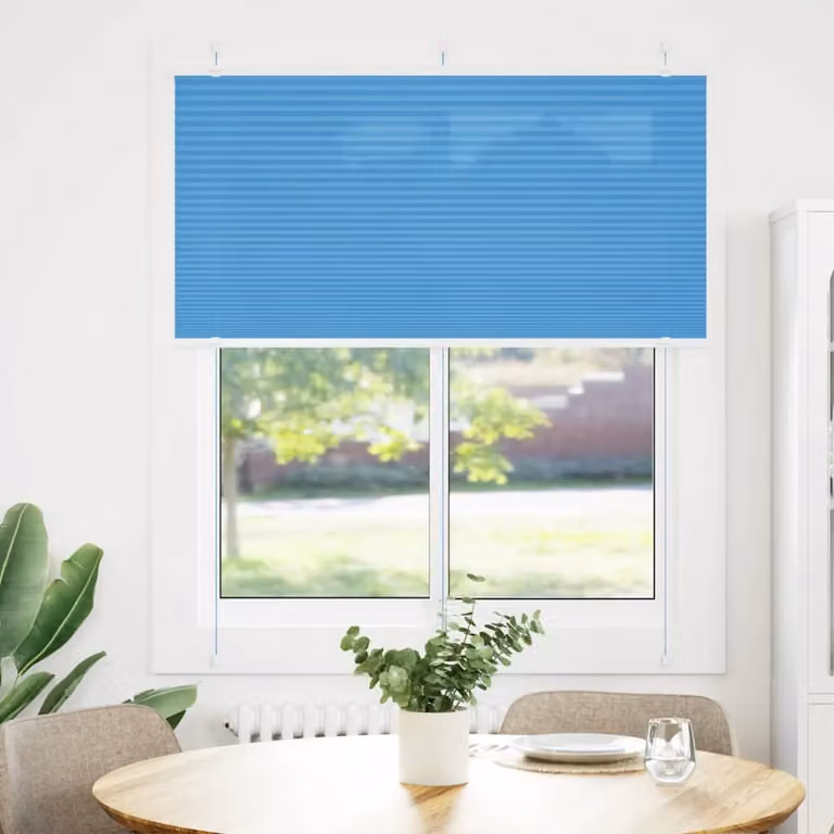 vidaXL Tenda Plissettata Blu 120x150 cm Larghezza Tessuto 119,4 cm