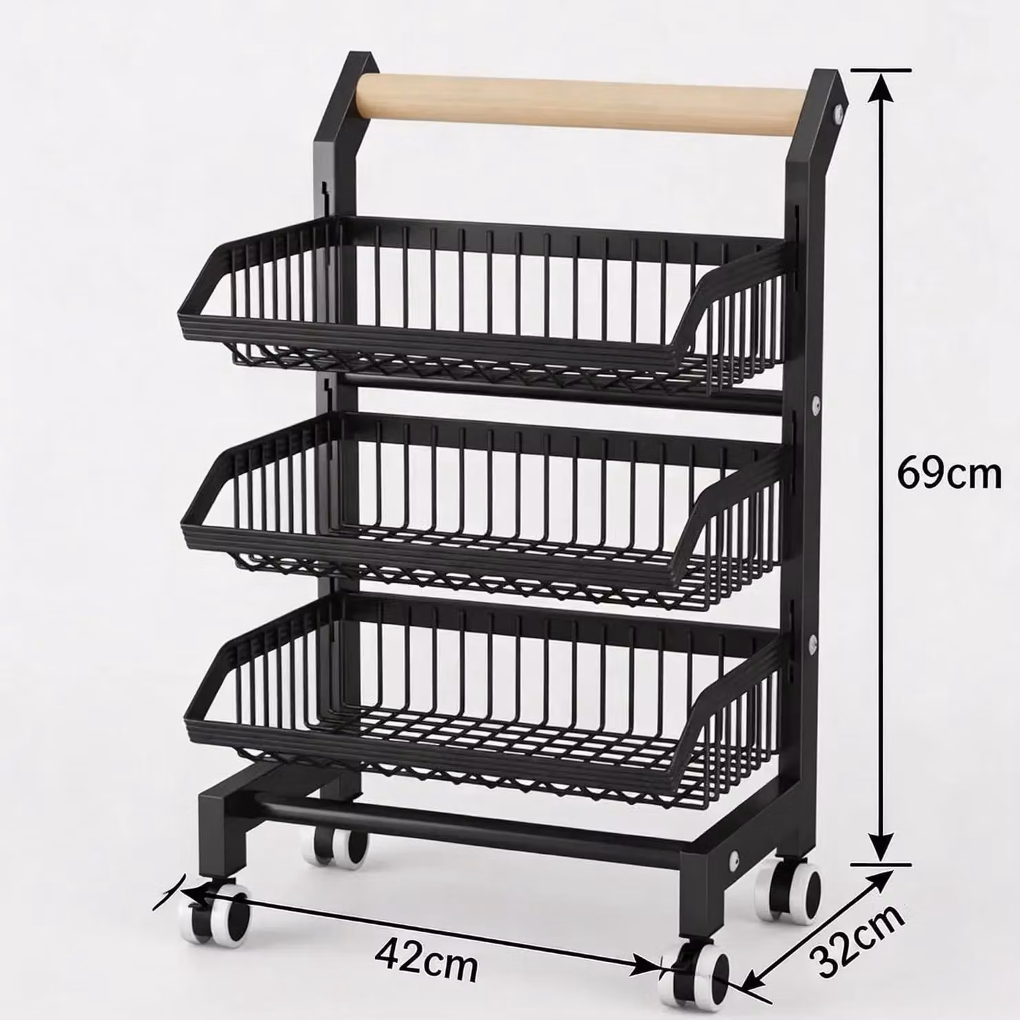 Organizzazione della cucina - Sistema di ripiani estraibili per armadio - Telescopico 31–49 cm - 3 ripiani - Acciaio - Organizer per armadio da cucina - Nero