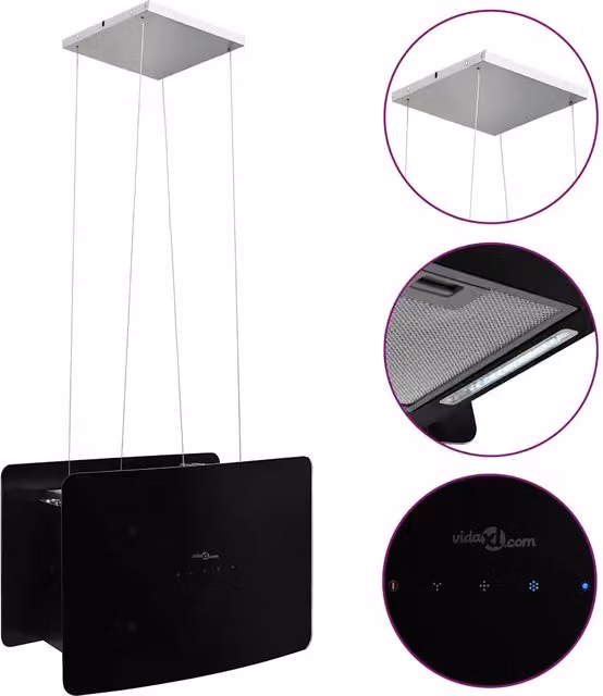 Cappa da Cucina ad Isola Sospesa LCD Sensore in Vetro Temperato CFW2993962