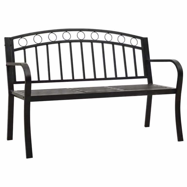 Panchina da giardino con tavolo nero 120 cm in acciaio