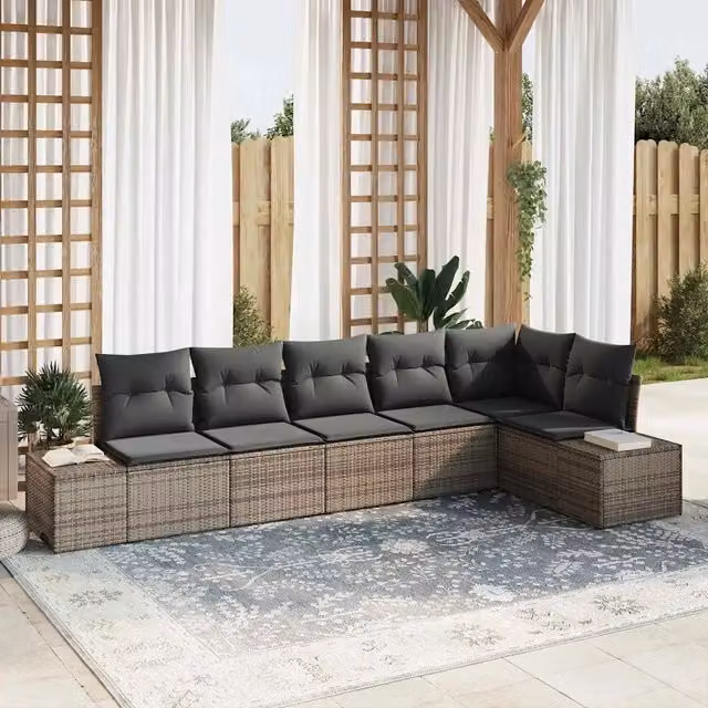 Set Divano da Giardino 6 pz Grigio polyrattan 3355748