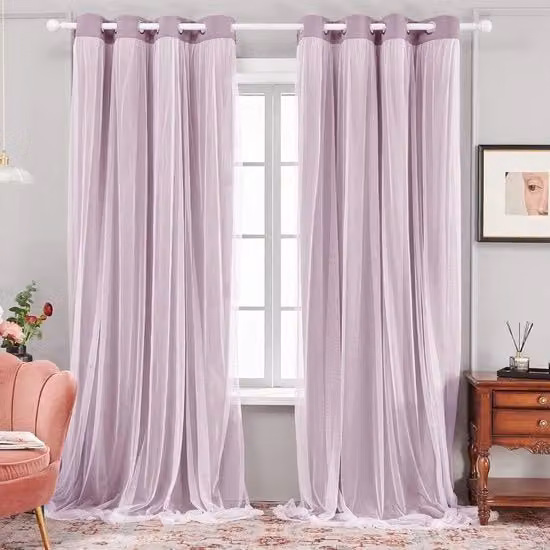 Gordini - Tendine termiche semi-trasparenti in tessuto flanellato, colore rosa, confezione da 2 pezzi - L: 140 cm, H: 260 cm