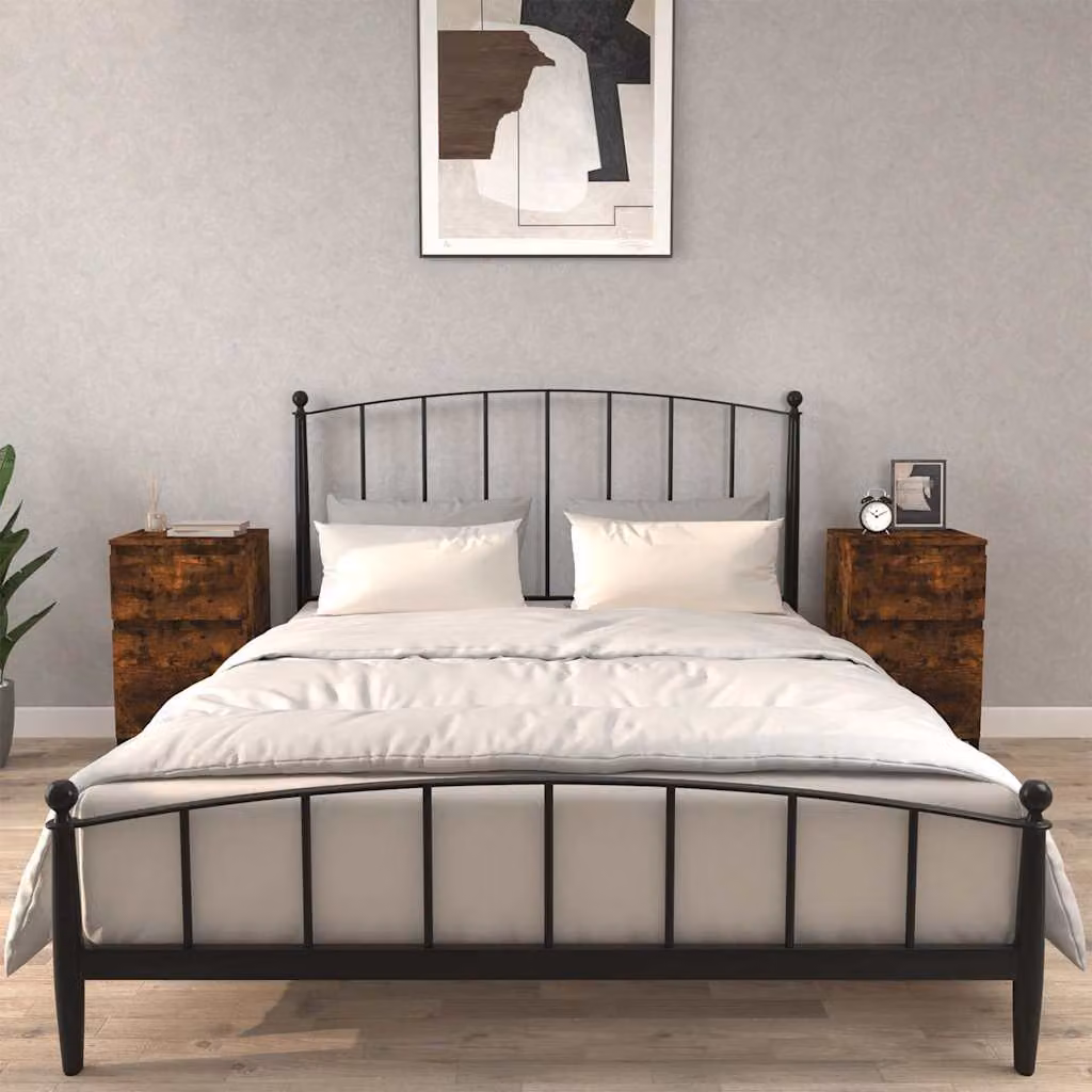 Set di 2 comodini moderni vidaXL in legno e metallo colore rovere fumo L/P/H: 40 x 35 x 70 cm