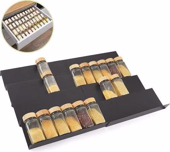 Set di 8 scaffali estraibili e regolabili Famanu, ideali per l'organizzazione di dispense e cassetti in cucina