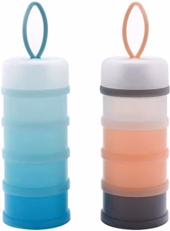 Contenitore per latte in polvere Famanu - Sistema di conservazione a 4 livelli - Blu/Rosa