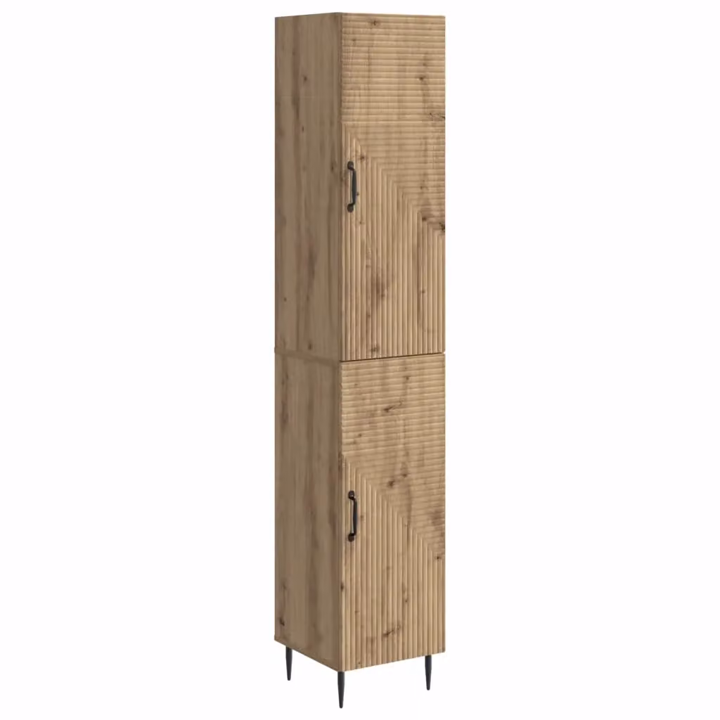 Set di 2 armadi moderni vidaXL in legno color rovere con ante scorrevoli e ripiani interni per camera da letto o ufficio – 2